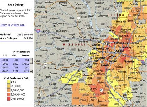 This could include high-voltage transmission lines (1) and structures, substations (2) or main feeder lines. . Ameren power outage map st louis